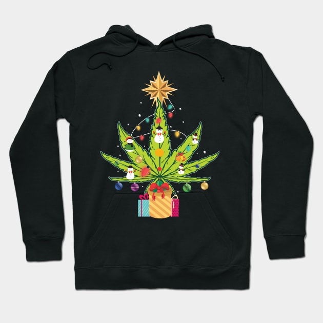 Christmas Xmas Cannabis Leaf Holiday Gift Hoodie by Hasibit